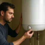 Muž nastavuje ohrievač vody Hajdu na optimálnu teplotu.