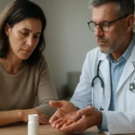 Lekár diskutuje o lieku Mestinon s pacientkou trpiacou myastheniou gravis.