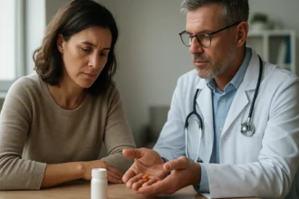 Lekár diskutuje o lieku Mestinon s pacientkou trpiacou myastheniou gravis.