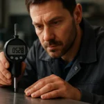 Meranie hrúbky vrstvy pomocou digitálneho meradla.