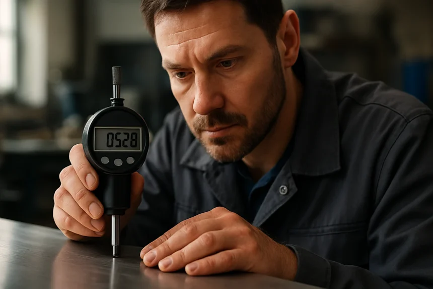 Meranie hrúbky vrstvy pomocou digitálneho meradla.