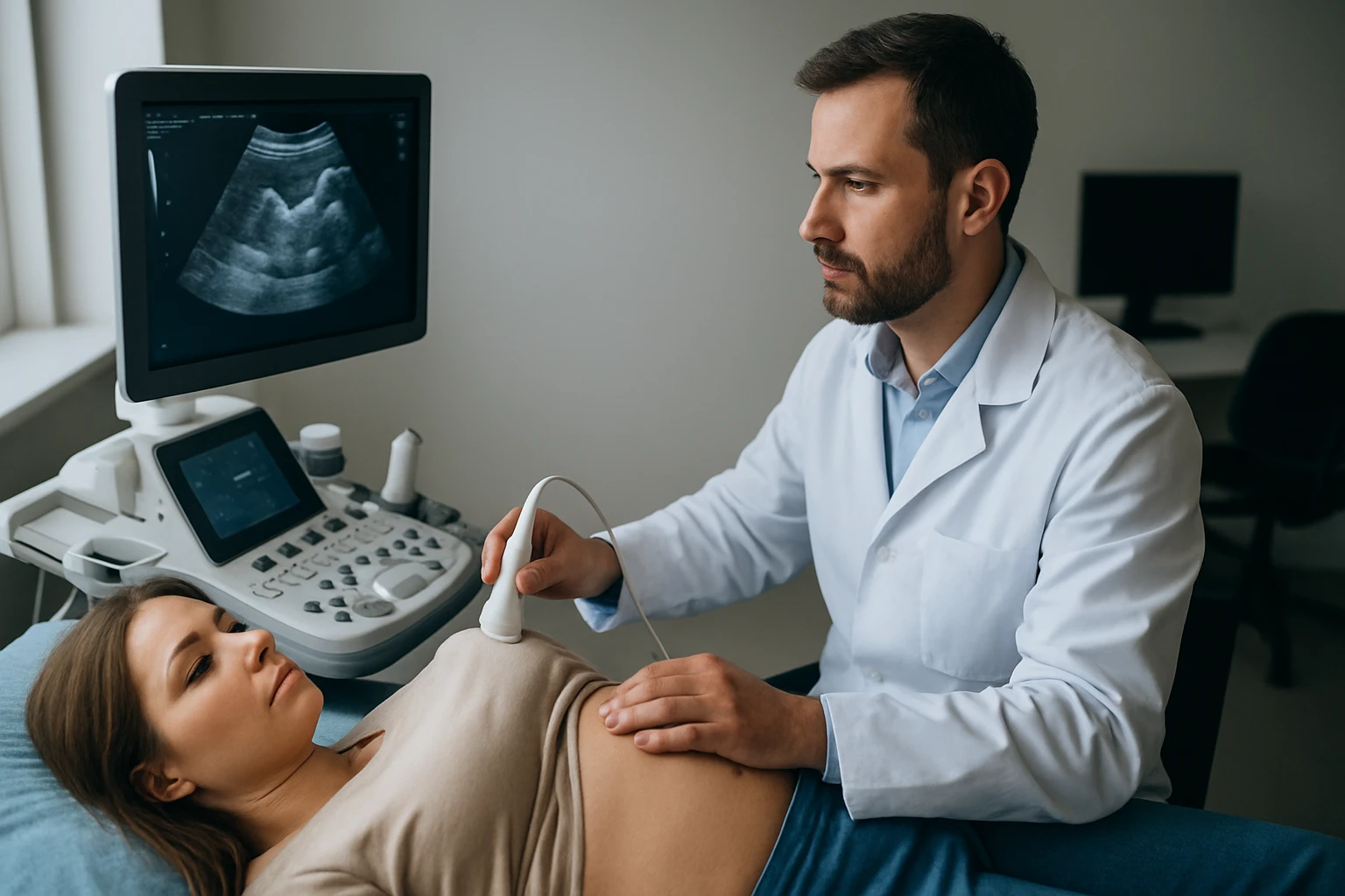 Ultrazvukové vyšetrenie tehotnej ženy počas diagnostiky