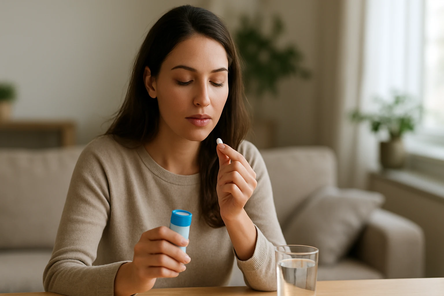 Žena užívajúca Silicea D12 na podporu zdravia