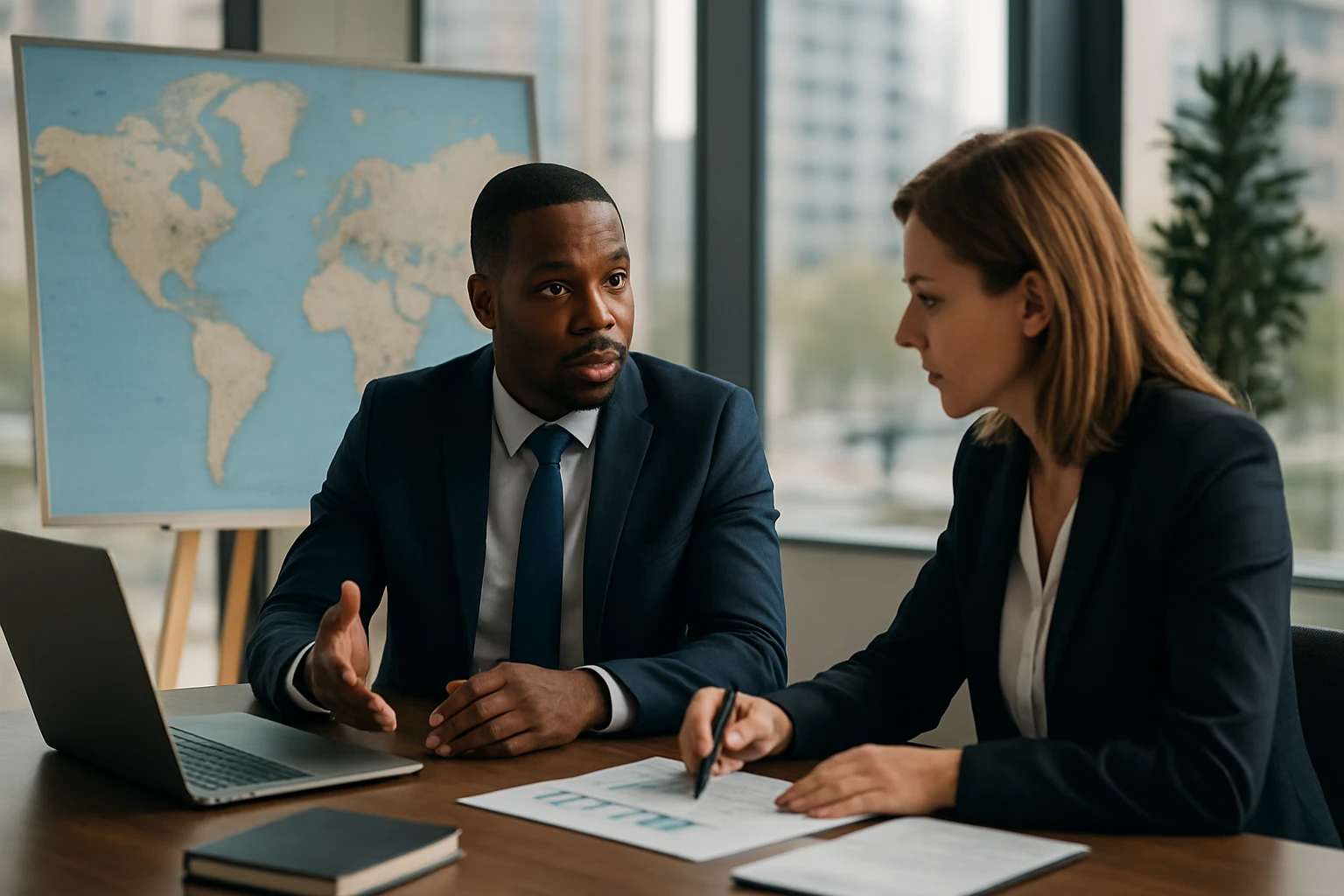 Obchodná porada o expanzii firmy do zahraničia