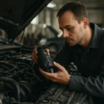 Mechanik analyzujúci komponenty MPI motora v dielni