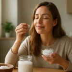 Žena si vychutnáva soľ a jej pozitívne účinky na zdravie.