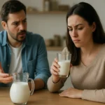 Diskusia o vplyve mlieka na zdravie medzi dvoma osobami.