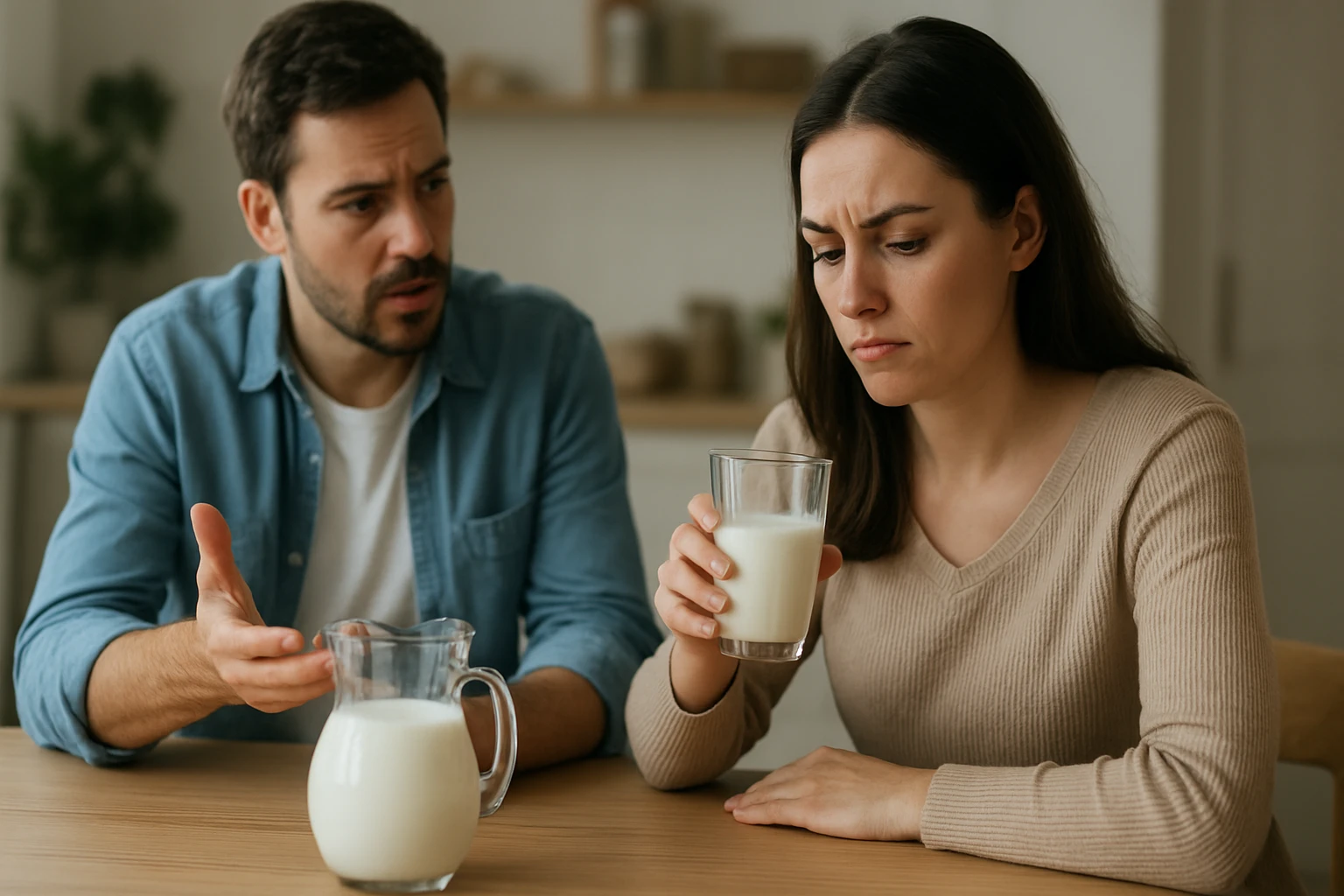 Diskusia o vplyve mlieka na zdravie medzi dvoma osobami.