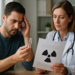 Lekárka konzultuje výsledky testov s pacientom s obavami o zdravie.