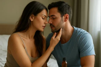 Pár v intímnej chvíli diskutuje o afrodiziakách.