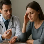 Lékař se ženou konzultuje účinky klonazepamu