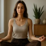 Žena v meditácii, symbolizujúca vnútornej harmónii a energický život.