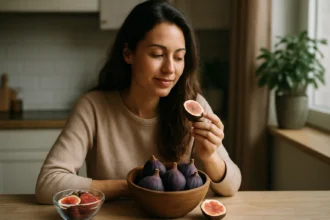 Žena s figami, zdravá strava a blahodarné účinky ovocia