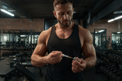 Športovec pripravujúci drostanolón v posilňovni.