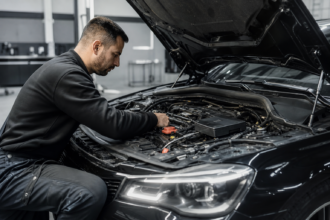 Mechanik upravuje motor vozidla pre zvýšenie výkonu pomocou tuningboxu